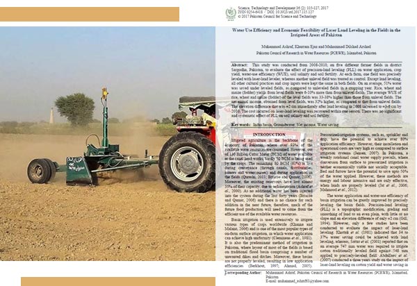 Water Use Efficiency & Economic Feasibility of Laser Land Leveling Irrigated Areas of Pakistan