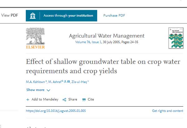 Effect of shallow groundwater table on crop water requirements and crop yields